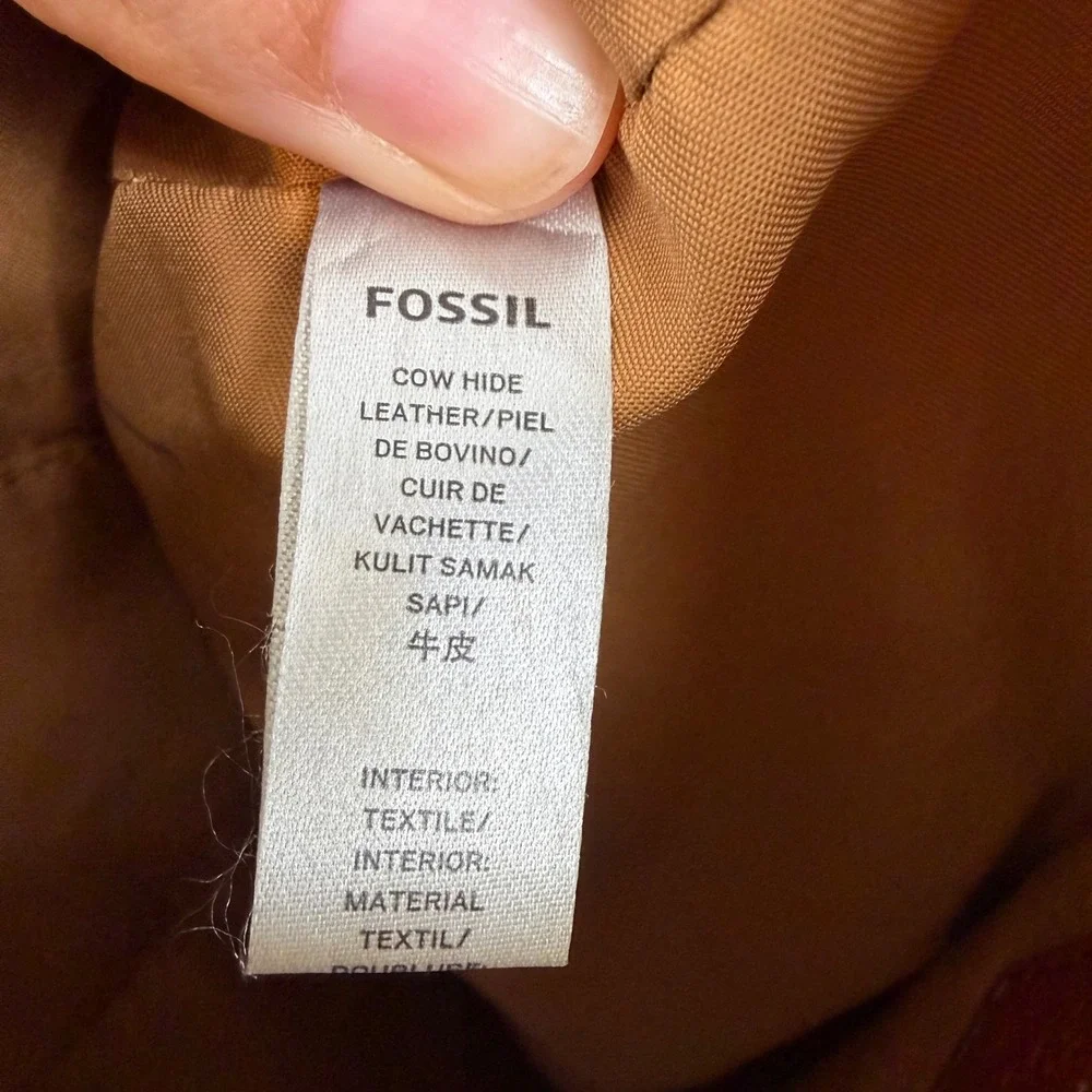 Fossil Cognac Brown Pebbled Leather Satchel Crossbody Bag ZB6750